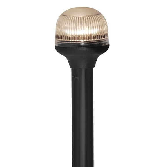 12 in. 12V All-Around Plastic Pole Fold Down Incandescent Anti-Glare Lens Light - Horizontal Comp Base, Black