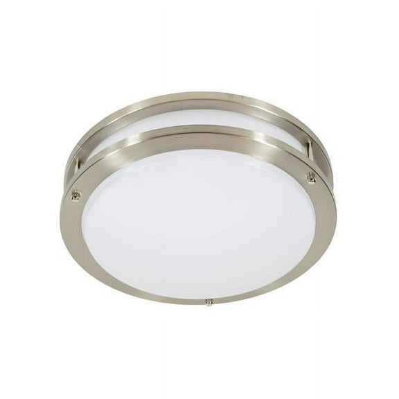 12 in. 15W 3000K 90CRI Luke Round Double Ring LED Flush Mount Ceiling Light, Brushed Nickel