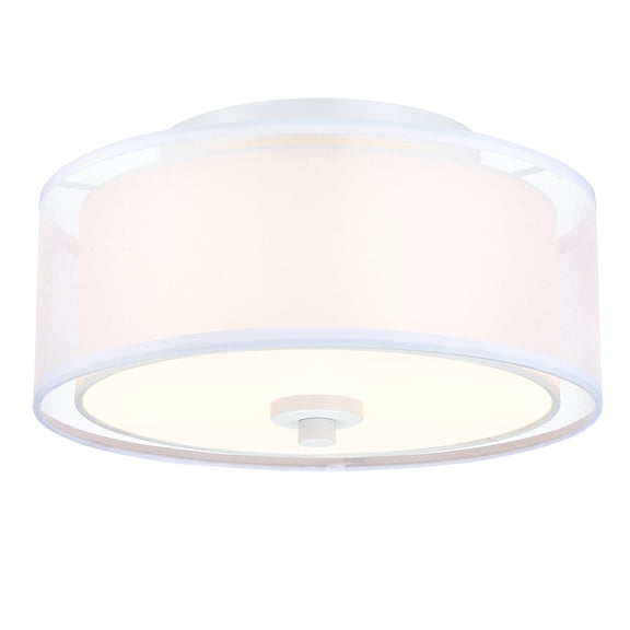 12 in. 2-Light White Circle Flush Mount with Glass Shade and No Bulbs Included 1-Pack