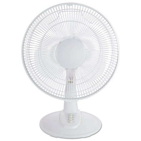 12 in. 3-Speed Oscillating Desk Fan, White