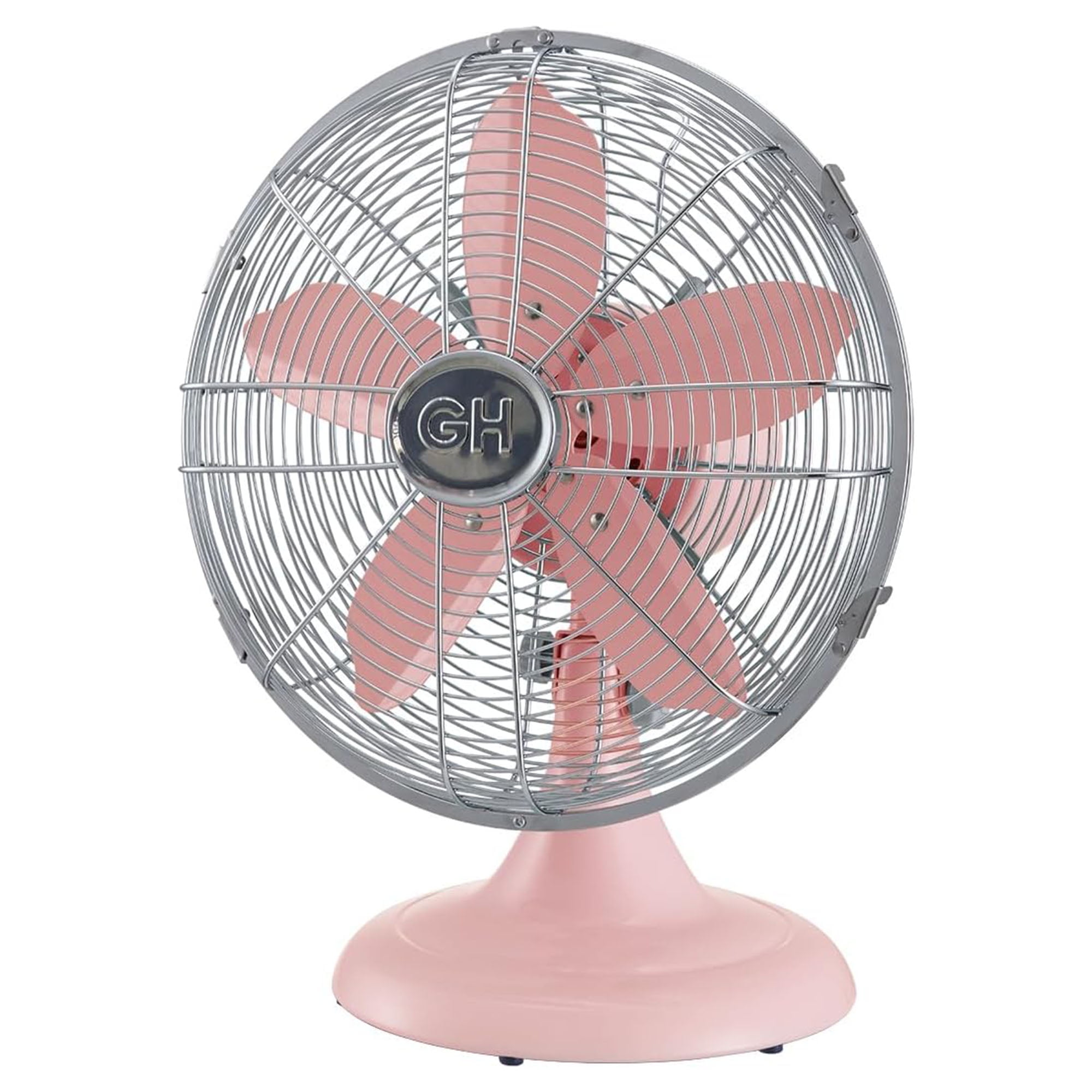 Good Housekeeping All-Metal Oscillating Retro Desk Table Fan, 12 Inch ...