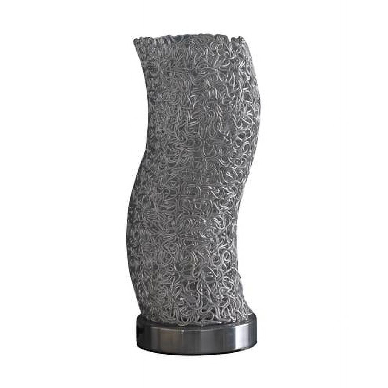 12" Silver Aluminum Curvy Table Lamp with Metal Base