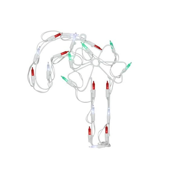 12 in. Battery Operated LED Lighted Candy Cane Christmas Window Silhouette with Timer