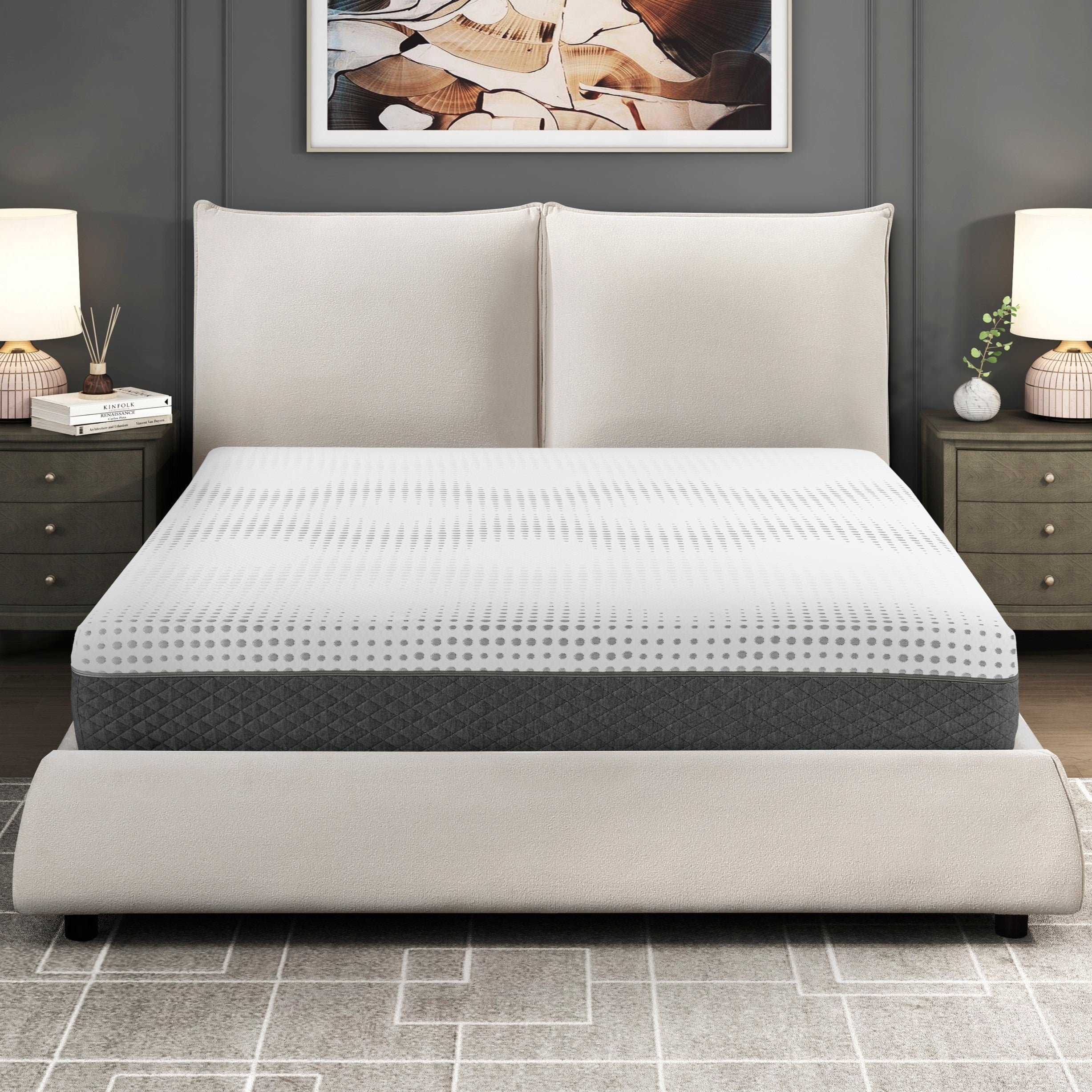 12 in. Cal-king Size Pocket Coil Hybrid Mattress, Firm Comfort Cool Gel Memory Foam Mattress in a Box, Breathable Fabric