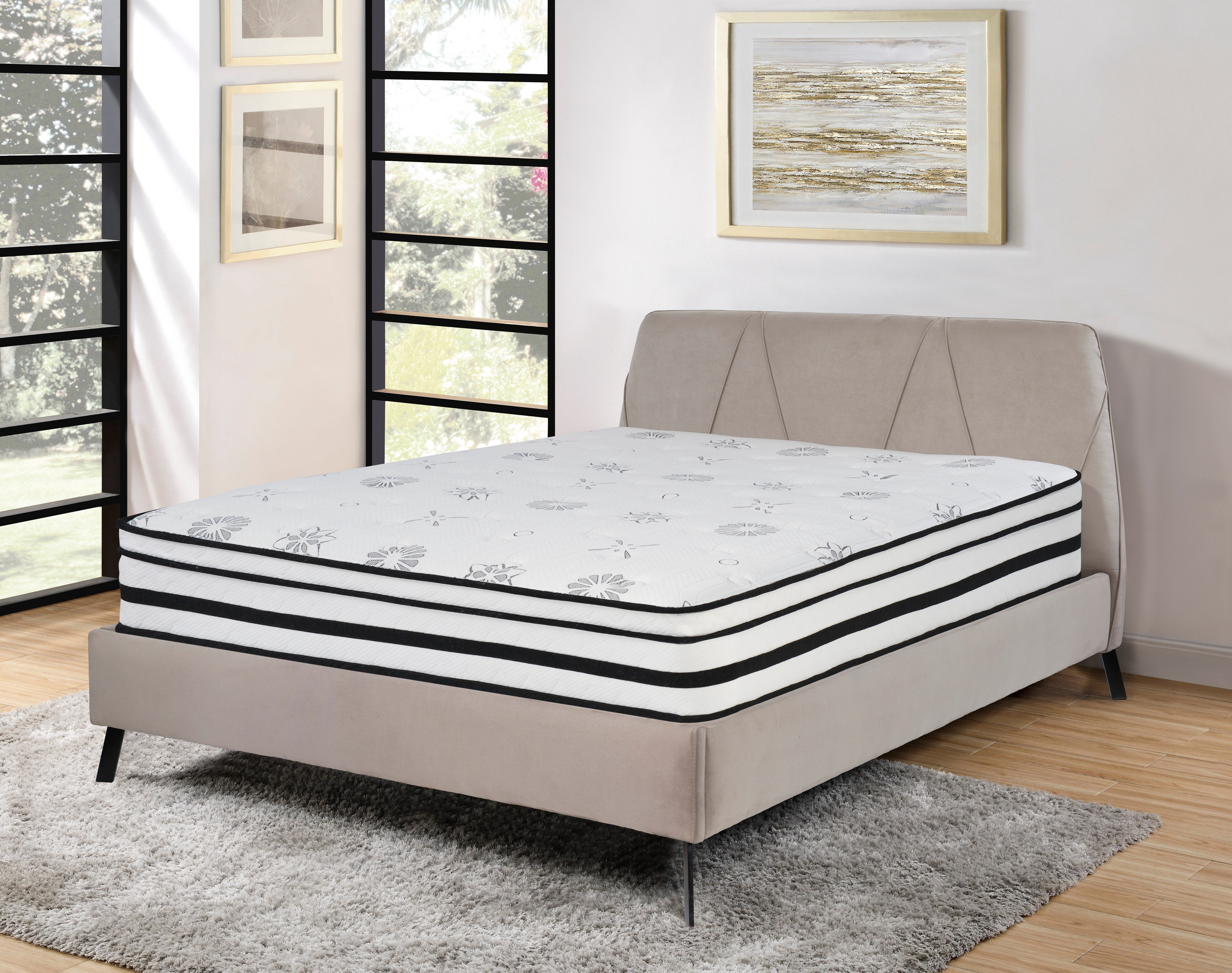 12 in. California King Size Pocket Coil Hybrid Mattress, Comfortable Breathable Quilted Cover Mattress in a Box