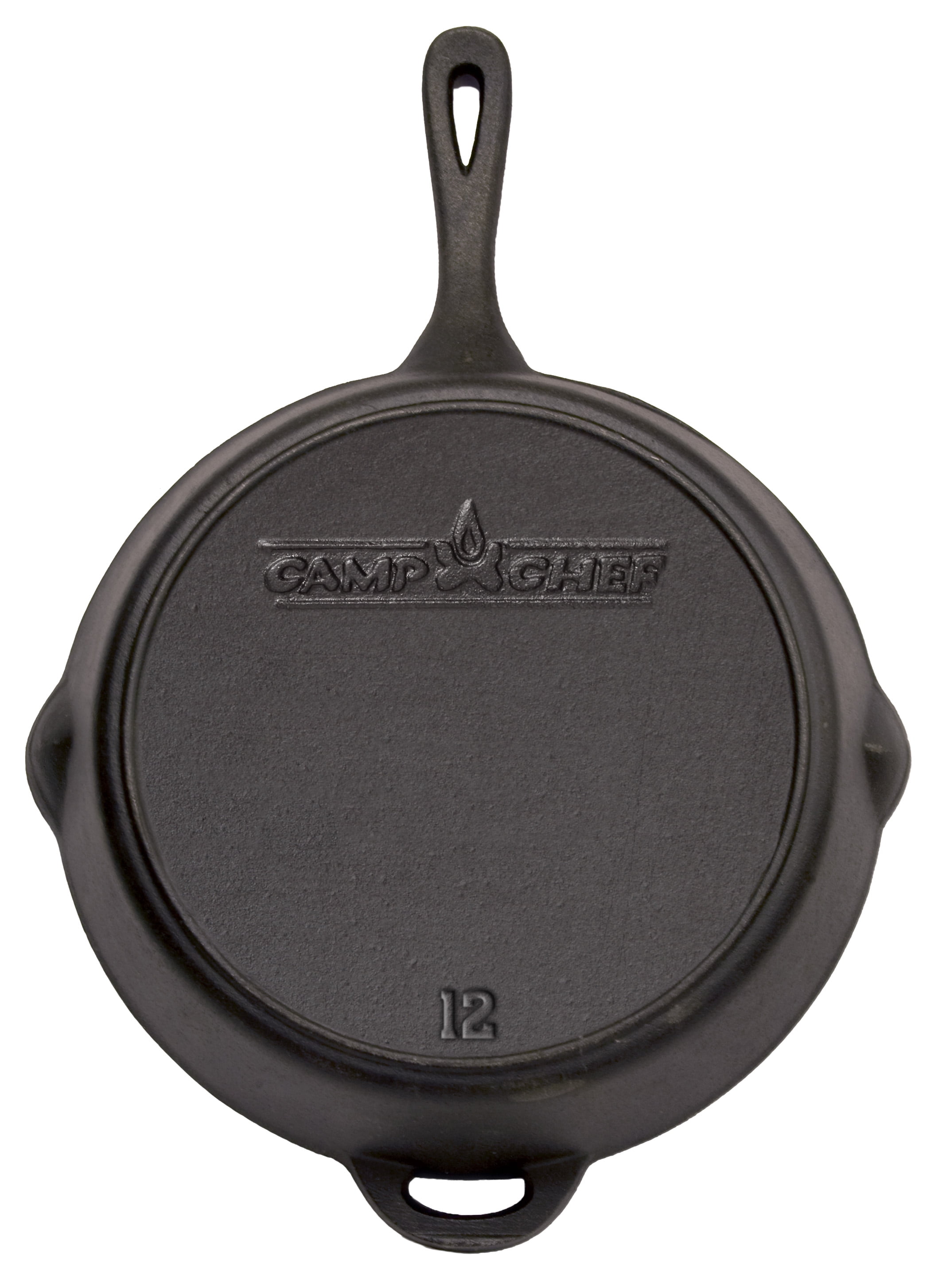 Black 12-Inch Cast Iron Skillet with Dual Pour Spouts
