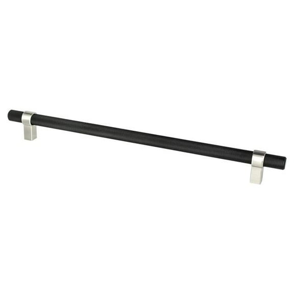 12 in. Center to Center Radial Reign Appliance Posts Pull, Matte Black Bar & Brushed Nickel