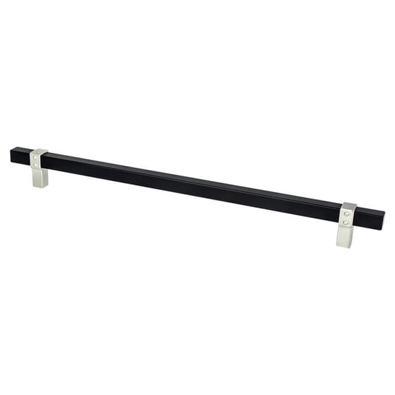 12 in. Center to Center Rivet Rebel Cabinet Pull, Matte Black Bar & Brushed Nickel