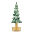 12 in Ceramic Tree with Wood Base Christmas Decoration, Green, by