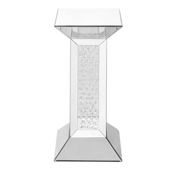 12 in. Crystal End Table, Clear Mirror