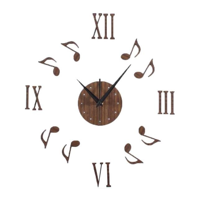 12 in. DIY Musical Note Sticker Home Decor Modern Wall Clocks - Walmart.com