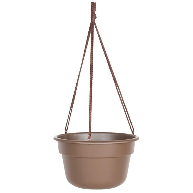 12" Chocolate Polypropylene Hanging Basket with Self-Watering Disk