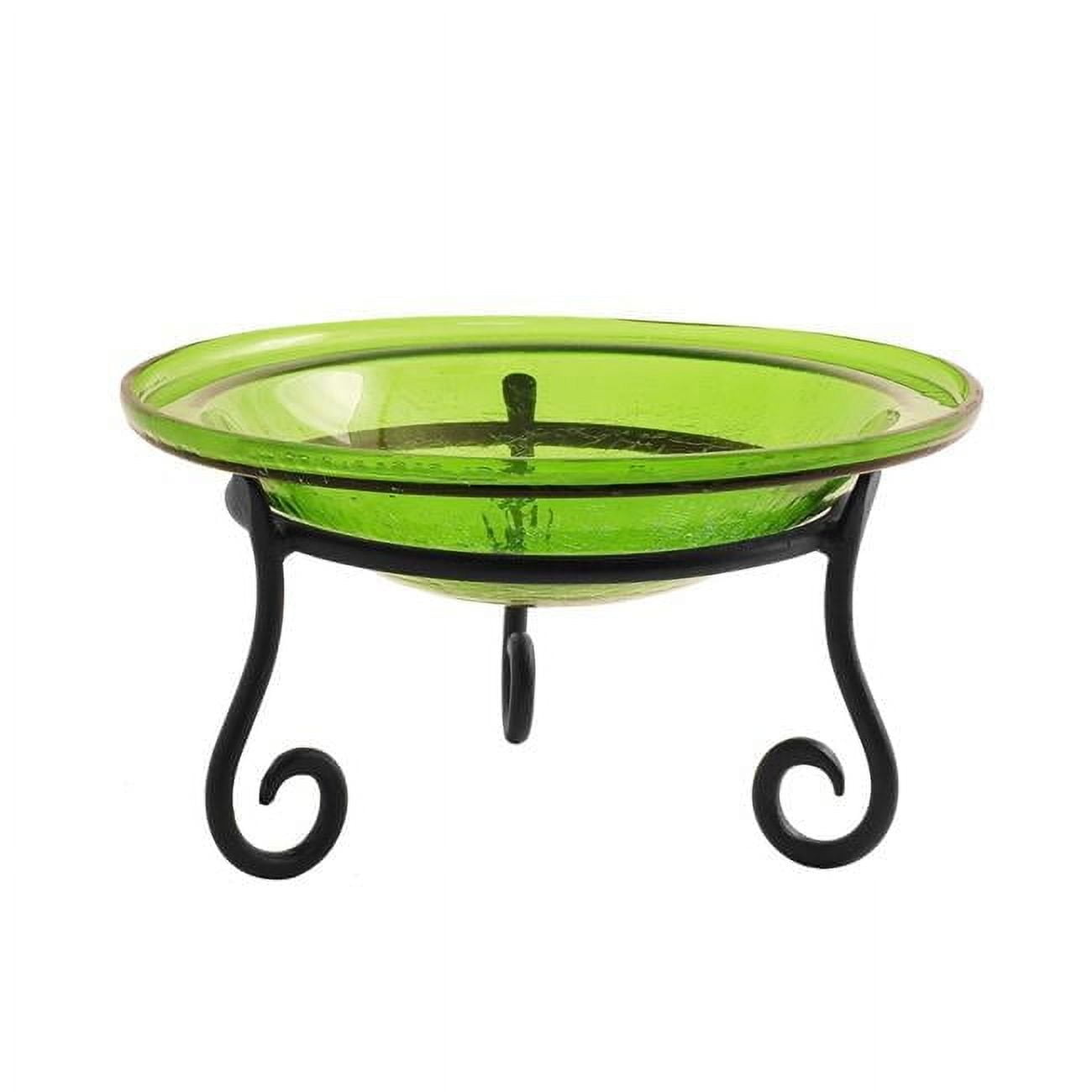 12 in. Fern Green Crackle Birdbath with Short Stand