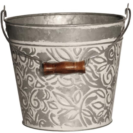 12 in. Galvanized Planter, White
