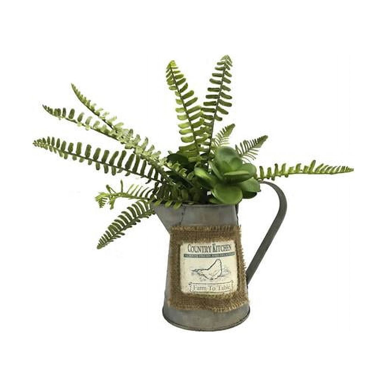 Festive Fern 12" Artificial Arrangement in Rustic Charm