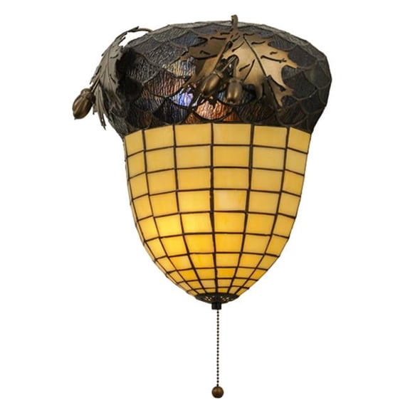 12 in. Greenbriar Oak with Pull Chain Wall Sconce - Antique Copper - 204 Piece