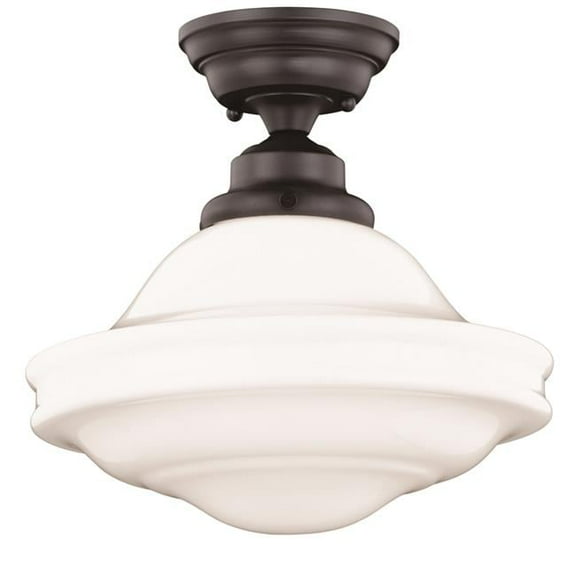 12 in. Huntley Flush Mount, Milk Glass