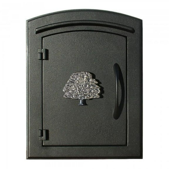 12 in. Manchester Security Drop Chute Mailbox with Decorative Oak Tree Logo Faceplate in Black