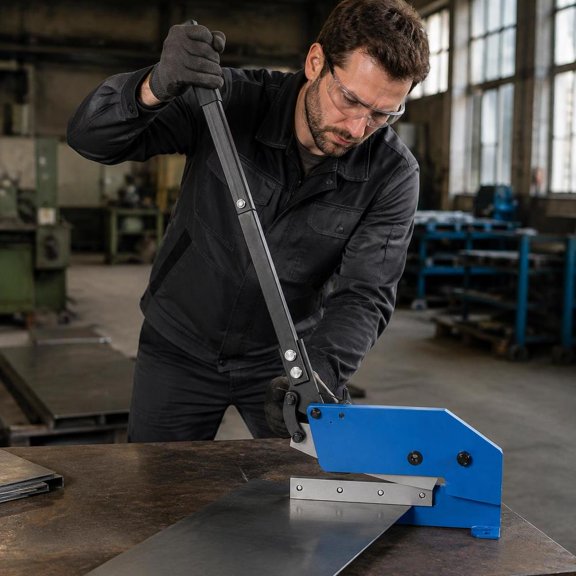 12 in Manual Hand Plate Shear, Hs-12 Benchtop Cutter, Q235 Steel Sheet Metal Cutter for Diy and Builder Use