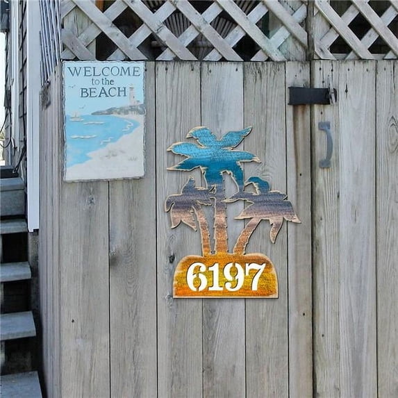 12 in. Palm Coastal Trees House Number Sign Decor