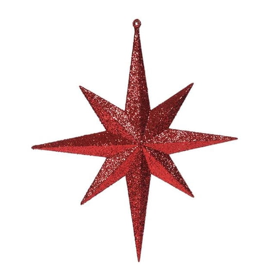12 in. Plastic Iridescent Glitter Bethlehem Star Bag, Red