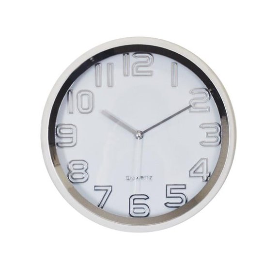 12 in. Round Silver Finish Wall Clock