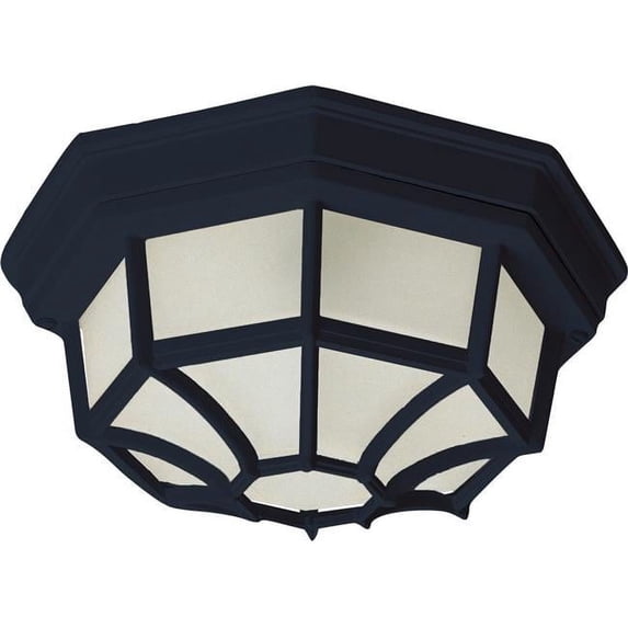12 in. Signature LED One-Light Outdoor Outdoor Ceiling Flush Mount, Black