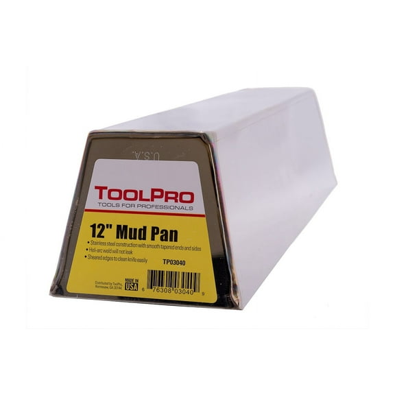 ToolPro 12 in. Stainless Steel Mud Pan Paint Roller Tray, 1 Piece