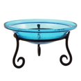 thumbnail image 1 of 12 in. Teal Crackle Birdbath with Short Stand, 1 of 1