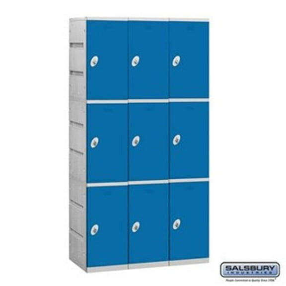 12 in. Triple Tier Plastic Locker - Unassembled, Blue - 6 ft. x 3 x 18 in.