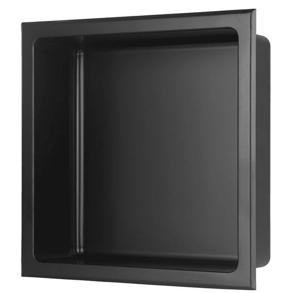 12 in. W x 12 in. H x 4 in. D 18-Gauge Shower Wall Niche in Matte Black