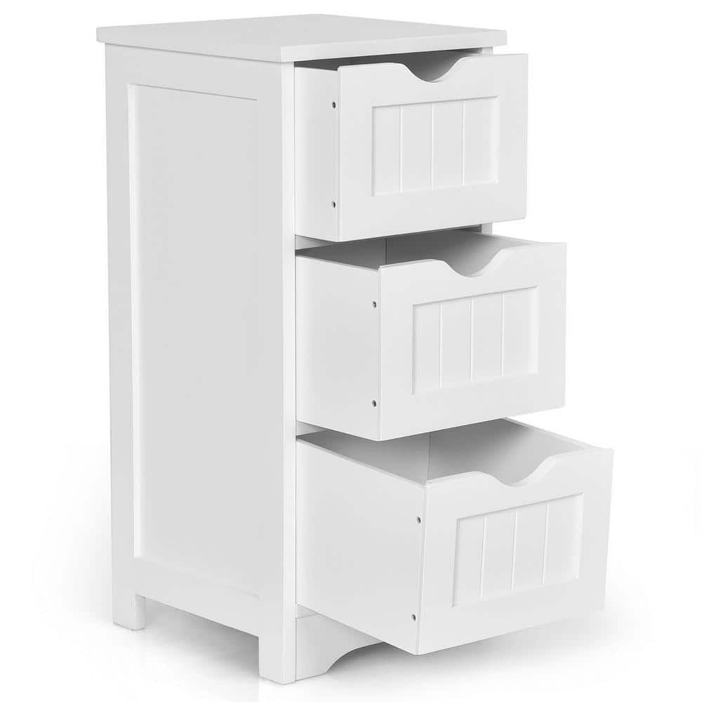 12 in. W x 25 in. H White Wood 3-Drawer Floor Storage Cabinet Free ...