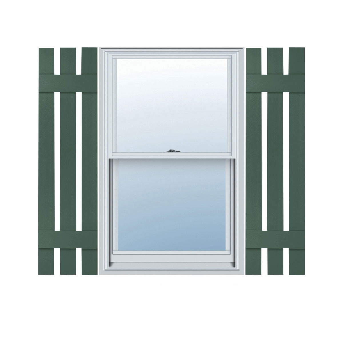 12 in. W x 35 in. H Builders Edge, Standard Three Board Spaced, Board-n-Batten Shutters, Includes Matching Installation Spikes, 028 - Forest Green
