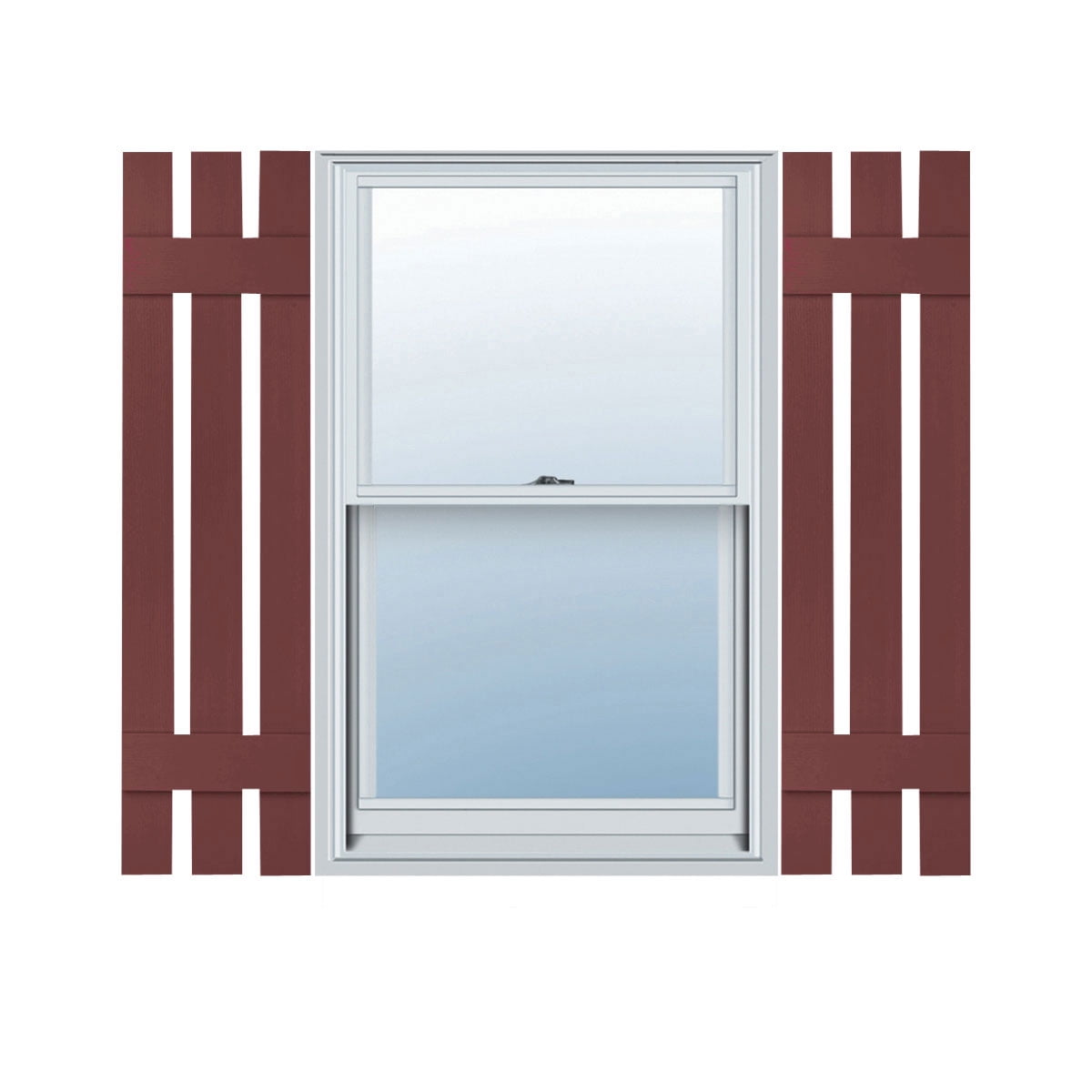 12 in. W x 35 in. H Builders Edge, Standard Three Board Spaced, Board-n-Batten Shutters, Includes Matching Installation Spikes, 078 - Wineberry
