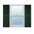thumbnail image 1 of 12 in. W x 39 in. H Builders Edge, Standard Cathedral Top Center Mullion, Open Louver Shutters, Includes Matching Installation Spikes, 122 - Midnight Green, 1 of 12