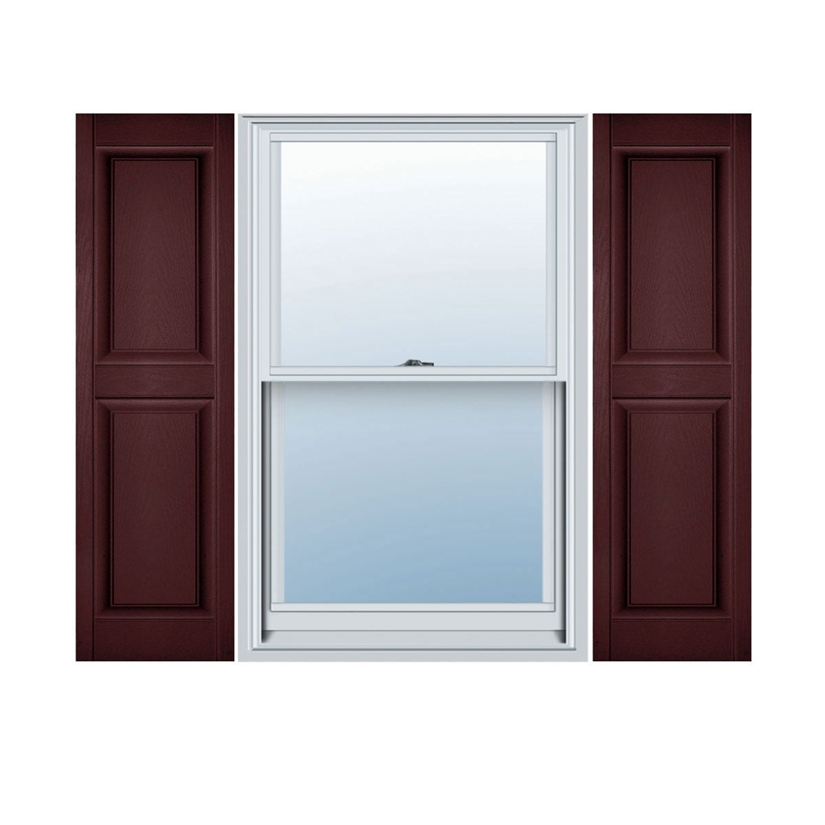 12 in. W x 39 in. H Builders Edge, Standard Two Equal Panels, Raised Panel Shutters, Includes Matching Installation Spikes, 167 - Bordeaux