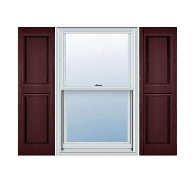12 in. W x 51 in. H Builders Edge, Standard Two Equal Panels, Raised Panel Shutters, Includes Matching Installation Spikes, 167 - Bordeaux