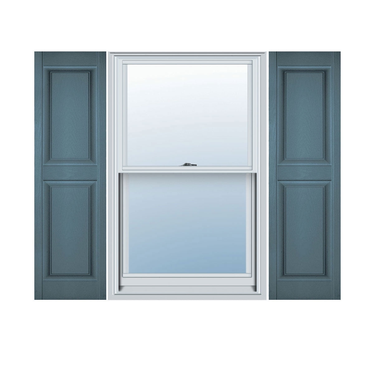 12 in. W x 63 in. H Builders Edge, Standard Two Equal Panels, Raised Panel Shutters, Includes Matching Installation Spikes, 004 - Wedgewood Blue