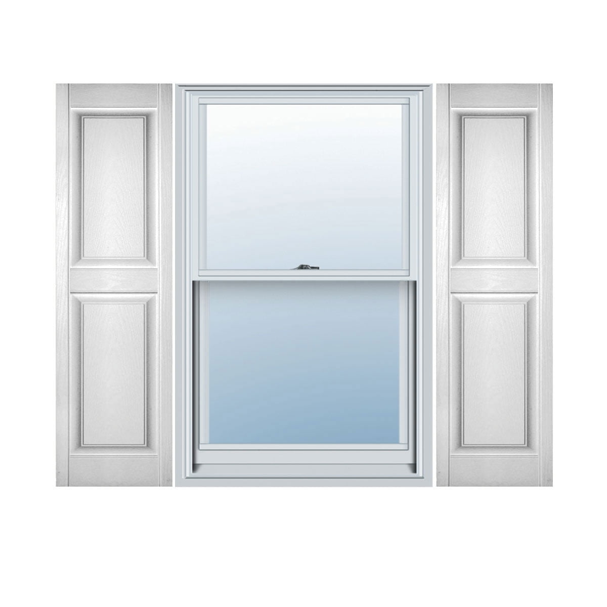 12 in. W x 63 in. H Builders Edge, Standard Two Equal Panels, Raised Panel Shutters, Includes Matching Installation Spikes, 117 - Bright White