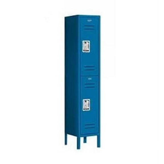 12 in. W x 66 in. H x 12 in. D Standard Metal Locker-Double Tier-1 Wide-Blue-Unassembled