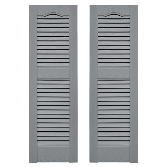 12 in. W x 75 in. H , Standard Cathedral Top Center Mullion, Open Louver Shutters, Includes Matching Installation Spikes (Per Pair), 945 -