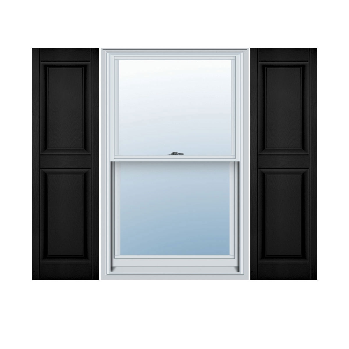 Black Vinyl Raised Panel Exterior Shutters, 12" x 80"