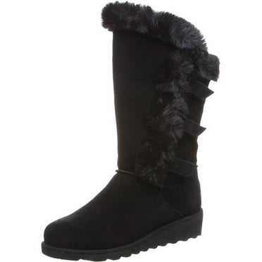 12 in. Womens Genevieve Suede Slip On Boots - Black - Size 8