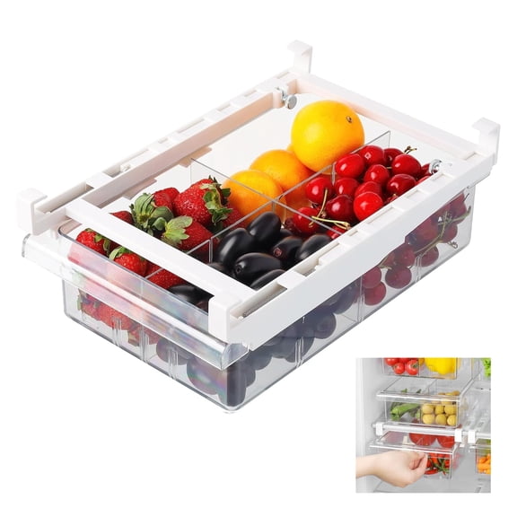 12 in refrigerator drawer - fridge drawer organizer for Deli Meat, Cheese, Produce and More, Stretchable and Deep Storage