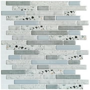 12 in. x 12 in. x 0.06 in. Vinyl Azure Grey Peel and Stick Backsplash Tile for Kitchen/Bathroom (10-Tiles/Pack)