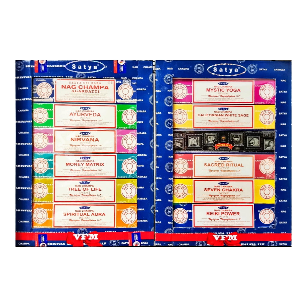 12-in1 Sacred Series-1 Box of 12 tube 180 gram Incense sticks Satya VFM