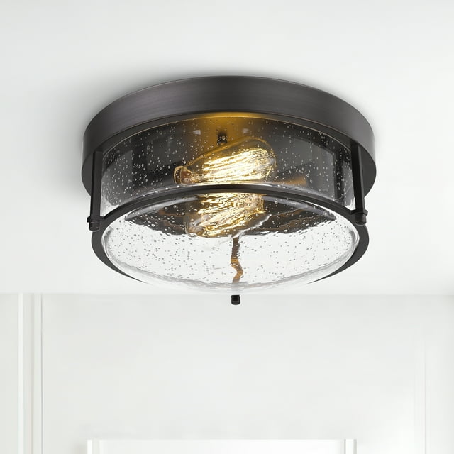 12 inch 2Light Bronze Flush Mount Lighting Fixture Metal Ceiling Light