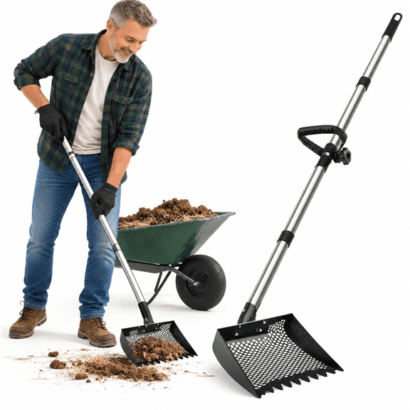 12-inch 2-in-1 Stainless Steel Sifting Shovel and Rake for Chicken Coop Cleaning