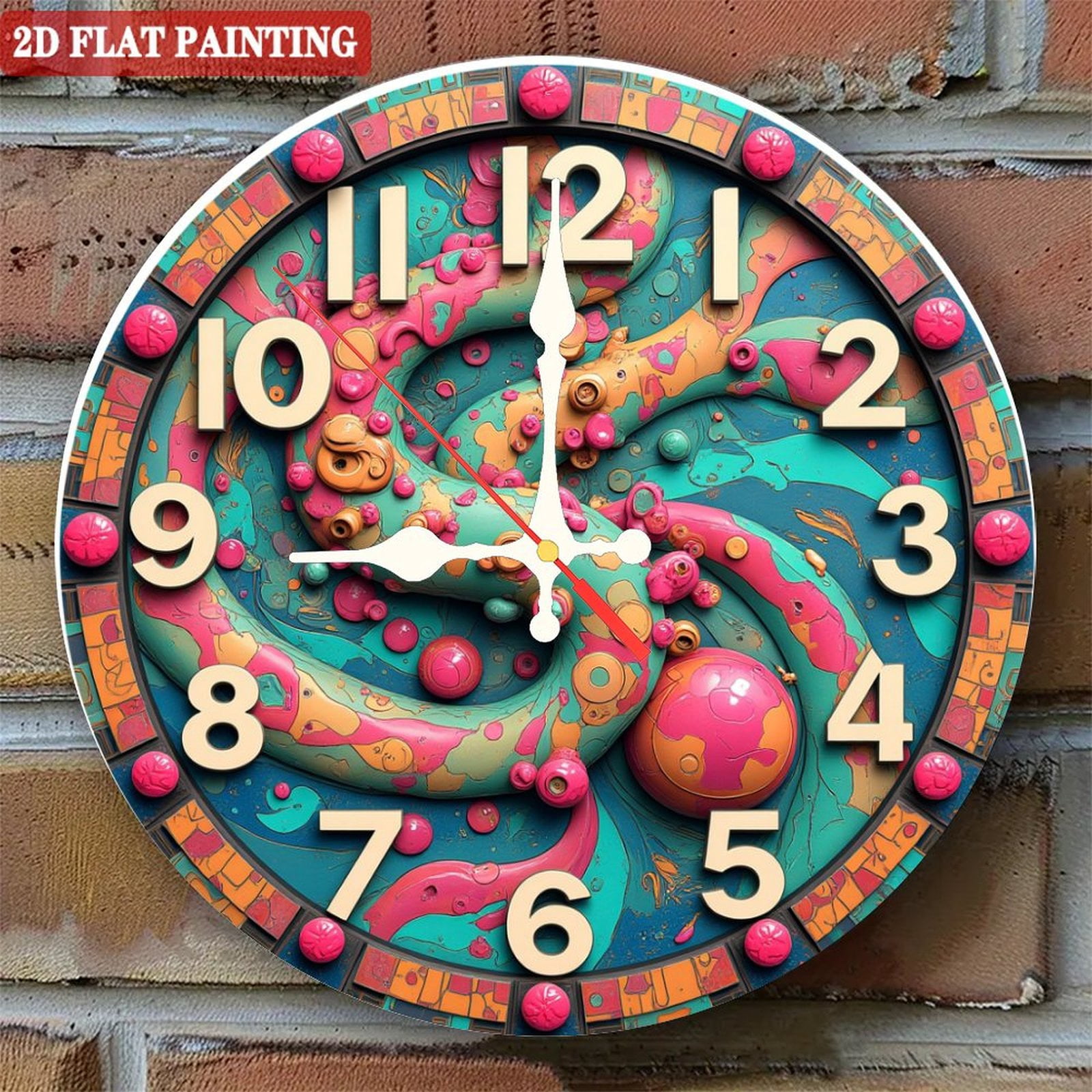 12-inch（30cm） art decorative wall clock，A colorful, abstract dragon ...