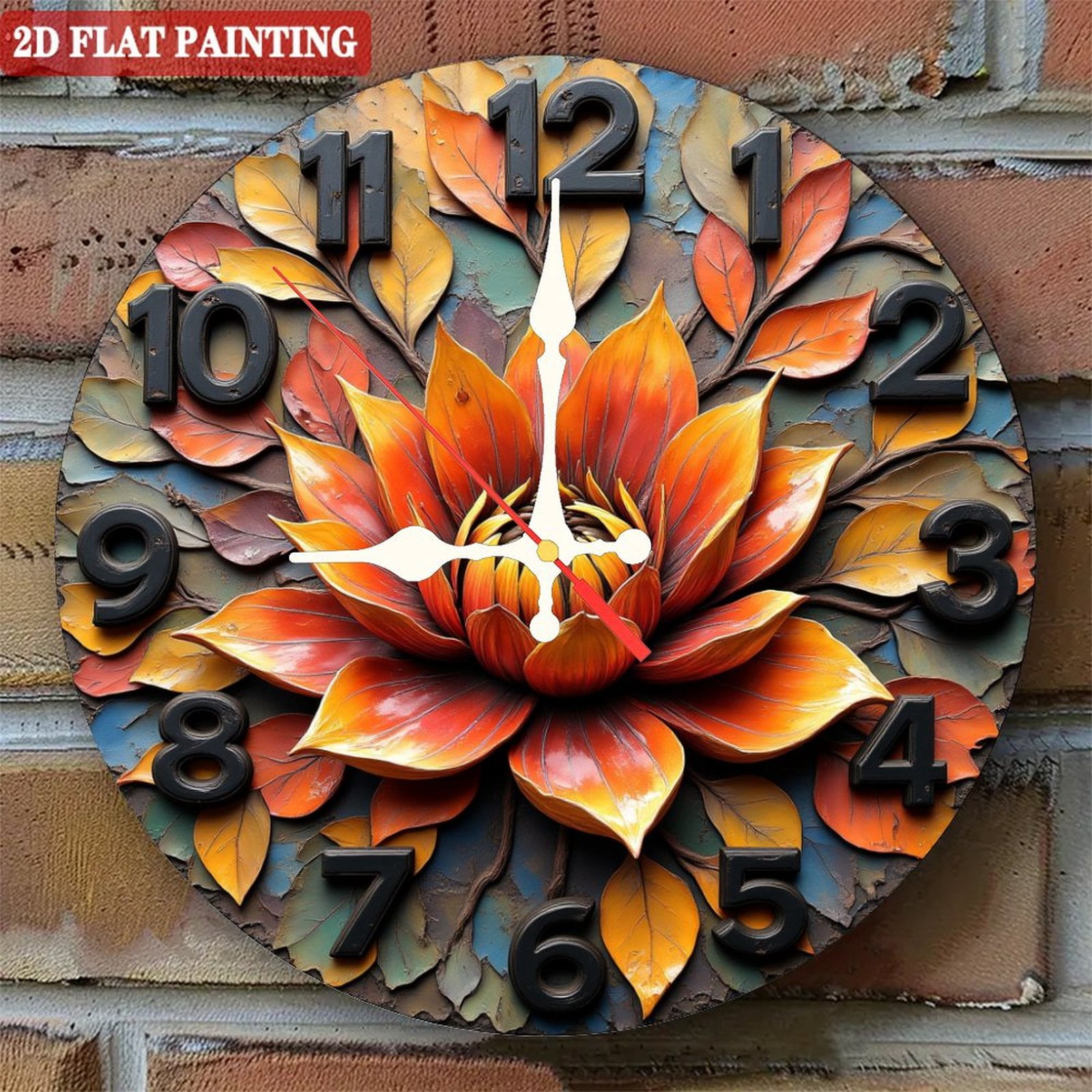 12-inch (30cm) artistic decorative wall clock; A bloomingnt lotus ...
